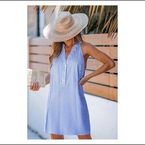 Cupshe Seaside Elegance Royal Striped Mini Dress - NWT - XS